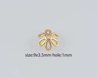 20Pcs 18K Gold Filled Flower Bead Caps,Pearl Caps,DIY Jewelry Making Supply
