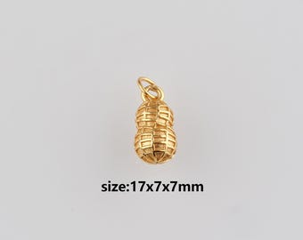24K Gold Filled Peanut Pendant,Dainty Peanut Charm Earrings Necklace for DIY Jewelry Making Supply