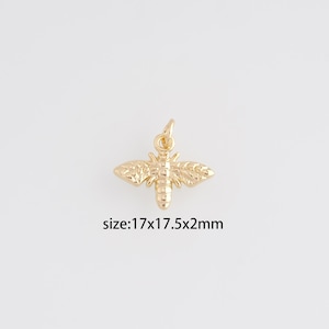 18K Gold Filled Bee Pendant,Insect Charm,Bee Earrings Necklace for DIY Jewelry Making Supply
