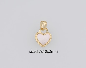 18K Gold Filled Heart Pendant,Dainty Heart Charm Earrings Necklace for DIY Jewelry Making Supply