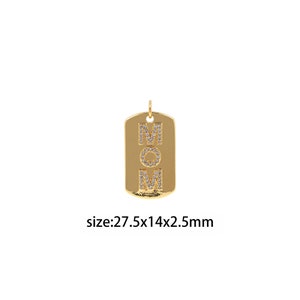 Ciondolo mamma riempito in oro 18 carati, collana con orecchini con ciondolo mamma con micro pavé di CZ per la fornitura di gioielli fai-da-te