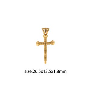 18K Gold Filled Cross Pendant,Religious Charm Earrings Necklace for DIY Jewelry Making Supply