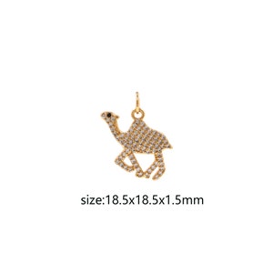 Ciondolo cammello riempito in oro 18 carati, collana con orecchini con ciondolo cammello con micro pavé di CZ per la fornitura di gioielli fai da te