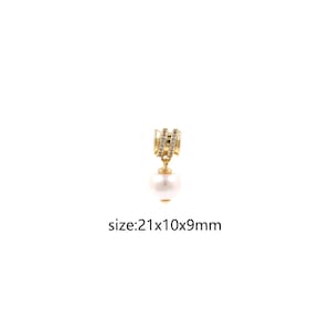18K Gold Filled Pearl Pendant,Dainty Pearl Charm Earrings Necklace for DIY Jewelry Making Supply