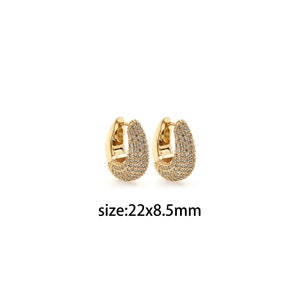 18K Gold Filled CZ Thick Hoops Earrings,Minimalist Earrings,Dainty Hoops,Gift for Her
