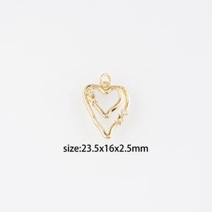 18K Gold Filled Heart Pendant,Dainty Heart Charm Earrings Necklace for DIY Jewelry Making Supply