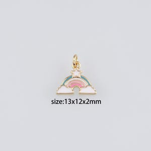18K Gold Filled Rainbow Pendant,Enamel Rainbow Charm Earrings Necklace for DIY Jewelry Making Supply