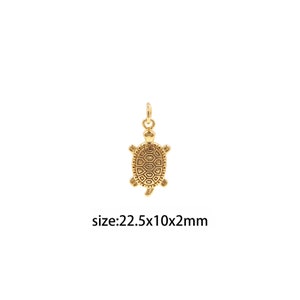 18K Gold Filled Turtle Pendant,Dainty Turtle Charm Earrings Necklace for DIY Jewelry Making Supply