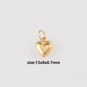 10 stks 24 kt gold filled hart hanger, sierlijke hart bedel oorbellen ketting voor doe-het-zelf sieraden maken