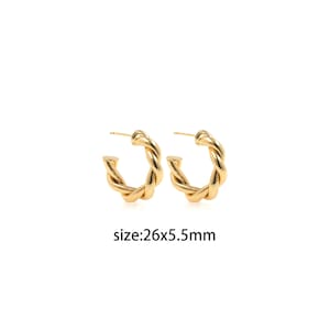 18K Gold Filled Twist Stud Earrings,Minimalist Hoop Earrings,Everyday Earrings,Dainty Earrings