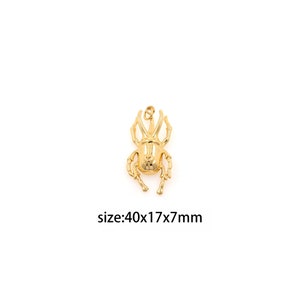 18K Gold Filled Beetle Pendant,Dainty Beetle Charm Earrings Necklace for DIY Jewelry Making Supply