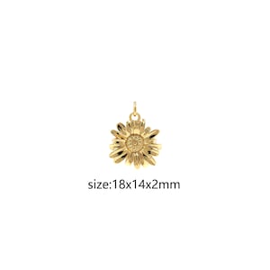 18K Gold Filled Daisy Pendant,Dainty Flower Charm Earrings Necklace for DIY Jewelry Making Supply