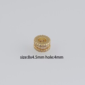 10Pcs 18K Gold Filled Cylinder Spacer Beads,CZ Micro Pave Barrel Spacer Beads,DIY Jewelry Making Supply