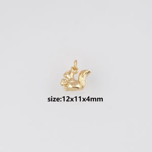 18K Gold Filled Squirrel Pendant,Animal Charm,Dainty Squirrel Earrings Necklace for DIY Jewelry Making Supply