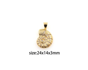 18K Gold Filled Conch Shell Pendant,Dainty Shell Charm Earrings Necklace for DIY Jewelry Making Supply