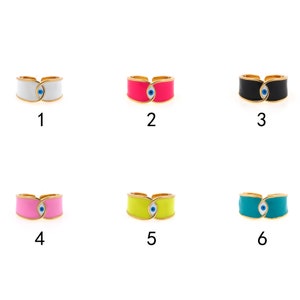 18K Gold Filled Evil Eye Rings,Enamel Wide Ring,Stackable Ring,Adjustable Ring,Open Ring