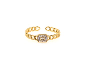 Bracelet-jonc chaîne en or 18 carats-bracelet en or-bracelet en zircone-bracelet de tous les jours-bracelet réglable-cadeau pour elle