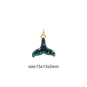18K Gold Filled Mermaid Tail Anhänger, Emaille Whale Tail Charm Ohrringe Halskette für DIY Schmuckherstellung Versorgung
