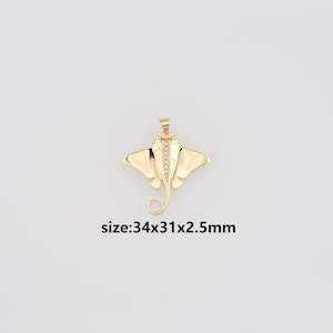18K Gold Filled Manta Ray Pendant,Dainty Manta Ray Charm Earrings Necklace for DIY Jewelry Making Supply