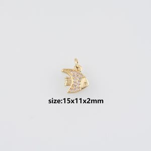 Pendentif poisson rempli d'or 18 carats, collier délicat de boucles d'oreilles à breloques en forme de poisson pour la fabrication de bijoux à monter soi-même