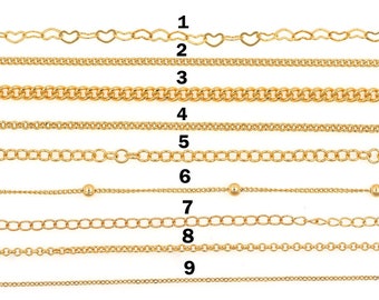 18K Gold Filled Cable Chain Necklace,Dainty Heart Link Chain Necklace for Women DIY Jewelry Making Supply