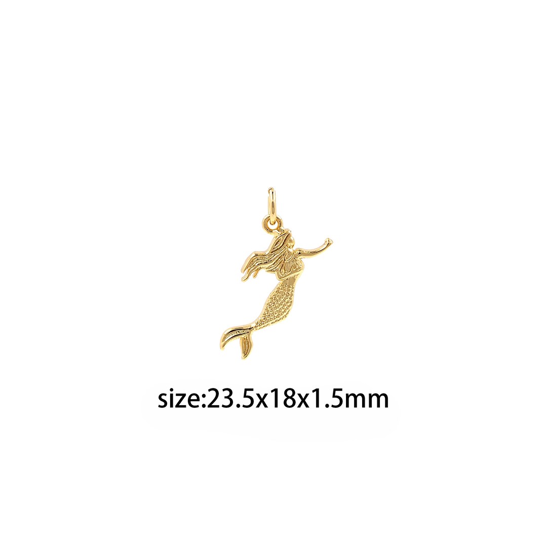 Buy 18K Gold Filled Mermaid Pendant,mermaid Charm Earrings Necklace for DIY  Jewelry Making Supply Online in India