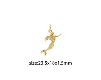 18K goud gevulde zeemeermin hanger, zeemeermin charme oorbellen ketting voor doe-het-zelf sieraden maken