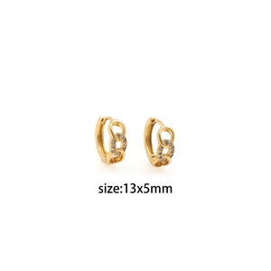 18K Gold Filled CZ Chain Earrings,Dainty Earrings,Minimalist Earrings,Gold Hoop Earrings,Huggie Earrings