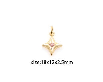 Star Solitaire CZ Micro Pave Add-on Charm, Gold Filled Star Charm