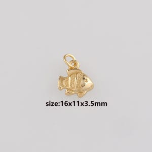 18K Gold Filled Fish Pendant,Dainty Fish Charm Earrings Necklace for DIY Jewelry Making Supply