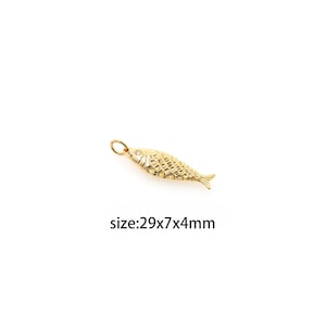 Pendentif poisson rempli d'or 18 carats, collier délicat de boucles d'oreilles à breloques en forme de poisson pour la fabrication de bijoux à monter soi-même