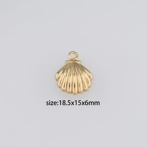 18K Gold Filled Scallops Pendant,Ocean Shell Charm Earrings Necklace for DIY Jewelry Making Supply