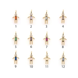 18K Gold Filled Boy Pendant,Birthstone Charm,CZ Micro Pave Boy Earrings Necklace for DIY Jewelry Making Supply