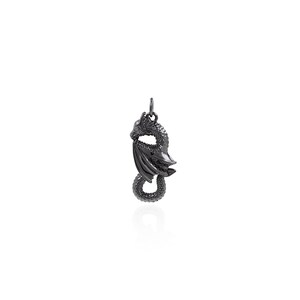 18K Gold Filled Dragon Pendant,Animal Charm,Dainty Dragon Earrings Necklace for DIY Jewelry Making Supply Black