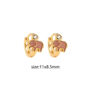 18K Gold Filled Elephant Hoop Earrings,Animal Eearrings,Enamel Hoops,Gold Huggie Hoops,Minimalist Earrings