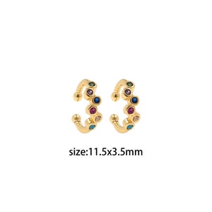 18K Gold Filled Round Cartilage Ear Clip,Gold Cartilage Ear Clip,Dainty CZ Hoops Huggie,Gold Huggies Hoop Earrings,Boho Earrings