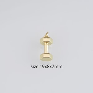 18K Gold Filled Barbell Pendant,Dainty Barbell Charm Earrings Necklace for DIY Jewelry Making Supply