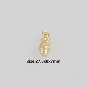 18K Gold Filled Conch Shell Pendant,Ocean Shell Charm Earrings Necklace for DIY Jewelry Making Supply
