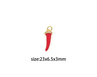 18K Gold Füllte Horn Anhänger, CZ Micro Pave Horn Charme Ohrringe Halskette für DIY Schmuckherstellung Versorgung