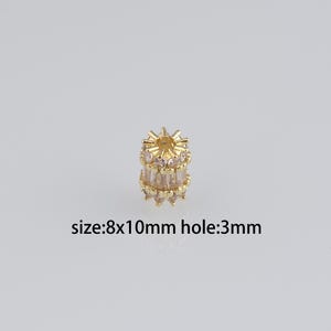 5Pcs 18K Gold Filled Cylinder Spacer Beads,CZ Micro Pave Barrel Spacer Beads,DIY Jewelry Making Supply