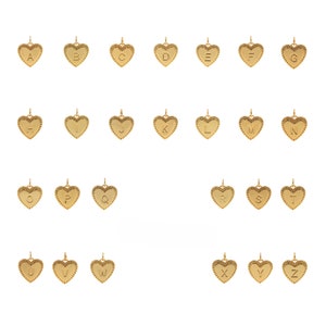 Pingente de coração cheio de ouro 18K, colar delicado de brincos com letras de coração para fazer joias DIY
