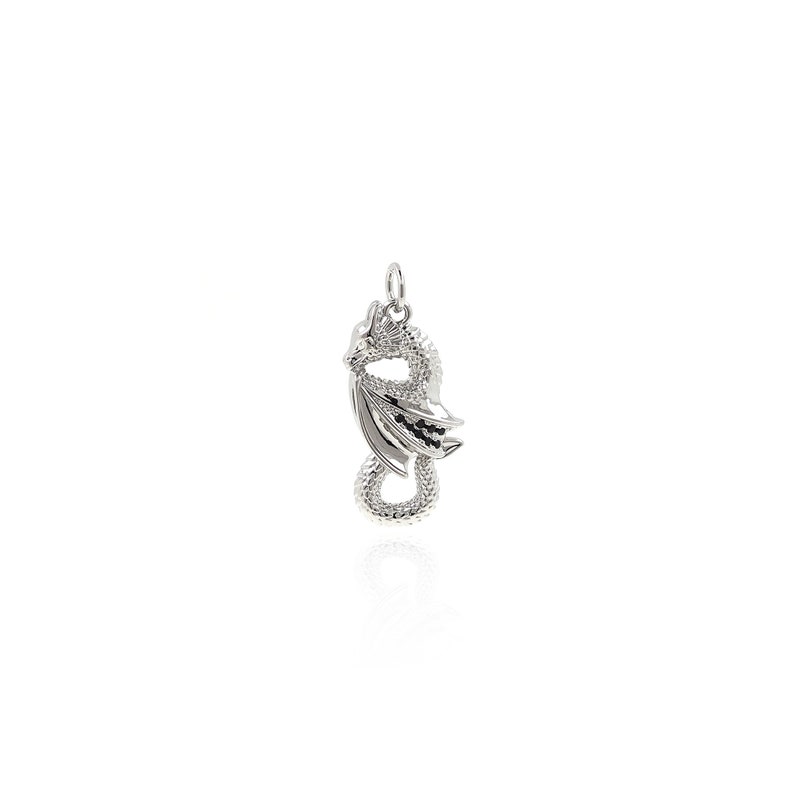 18K Gold Filled Dragon Pendant,Animal Charm,Dainty Dragon Earrings Necklace for DIY Jewelry Making Supply Silver