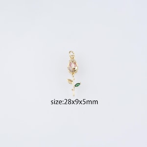 18K Gold Filled Tulpe Anhänger, CZ Micro Pave Blumen Charm Ohrringe Halskette für DIY Schmuckherstellung Versorgung