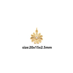 Ciondolo a margherita gold-filled in oro 18k, collana di orecchini con ciondolo a forma di fiore CZ per la creazione di gioielli fai-da-te