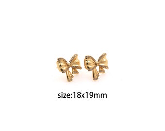 18K Gold Filled Bogen Ohrstecker,Zierliche Bogen Ohrringe,Ohrringe für den Alltag,Minimalist Ohrringe