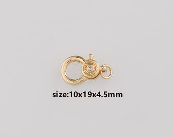 18K Gold Filled Lobster Clasp,Carabiner Clasp,Button Clasp,Spring Buckle for DIY Jewelry Necklace Bracelet