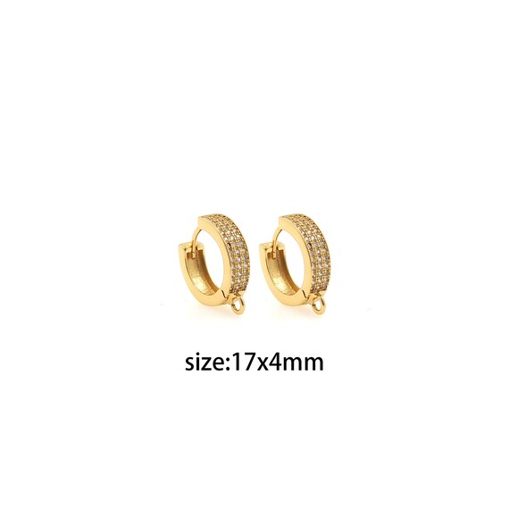 18K Gold Filled CZ Thick Hoops Earrings,everyday Earrings