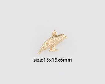 18K Gold Filled Crow Pendant,Dainty Bird Charm Earrings Necklace for DIY Jewelry Making Supply