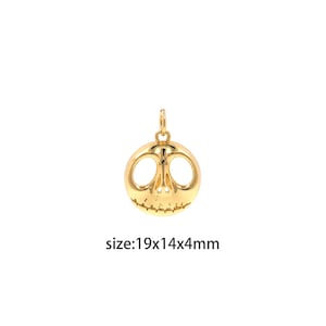 18K Gold Filled Skull Pendant,Dainty Halloween Charm Earrings Necklace for DIY Jewelry Making Supply