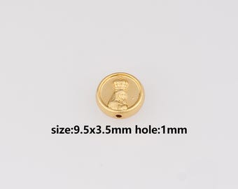 10Pcs 24K Gold Filled Round Flat Spacer Beads,King Spacer Beads,DIY Jewelry Making Supply